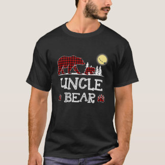 T-shirt Oncle Ours Pajama de Noël Buffle Rouge Plaid Fami