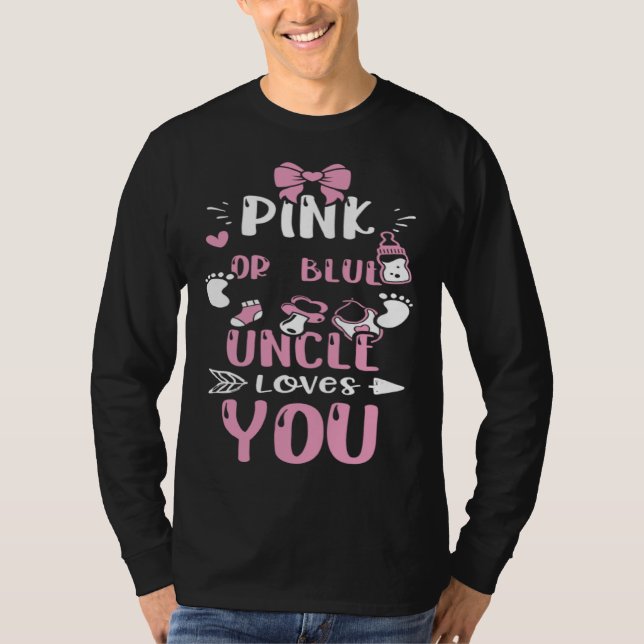 T-shirt Oncle Rose ou Bleu Oncle T'aime Bébé Fille (Devant)