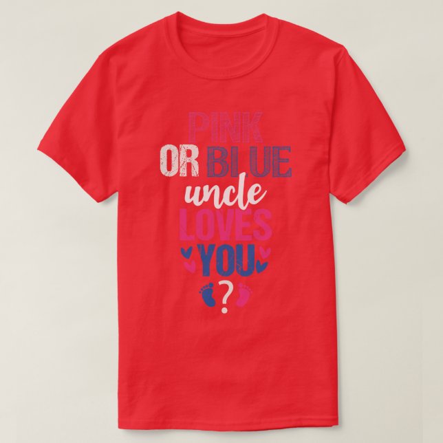 T-shirt Oncle rose ou bleu vous aime 1 (Design devant)
