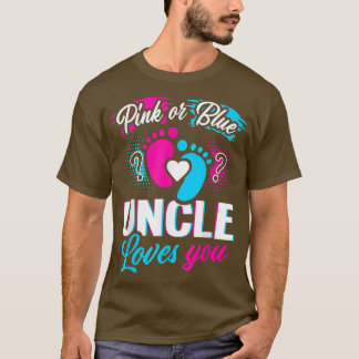 T-shirt Oncle Rose Ou Bleu Vous Aime Bébé Genre Révéler Pa