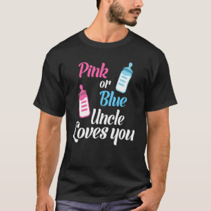 T-shirt Oncle Rose Ou Bleu Vous Aime Bébé Genre Révéler Pa