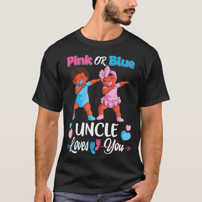 T-shirt Oncle Rose Ou Bleu Vous Aime Bébé Noir Genre (Devant)