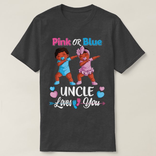 T-shirt Oncle Rose Ou Bleu Vous Aime Bébé Noir Genre Rev (Design devant)