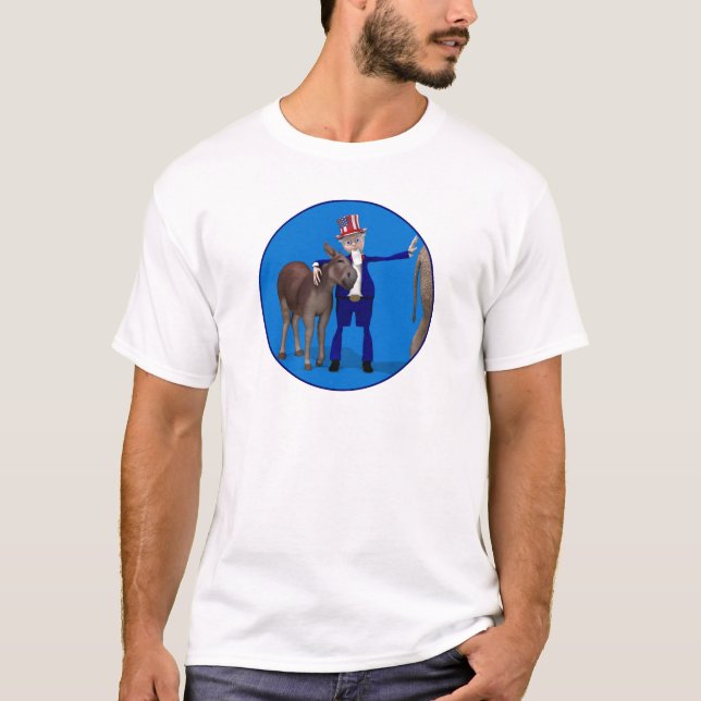 T-shirt Oncle Sam aime les ânes (Devant)