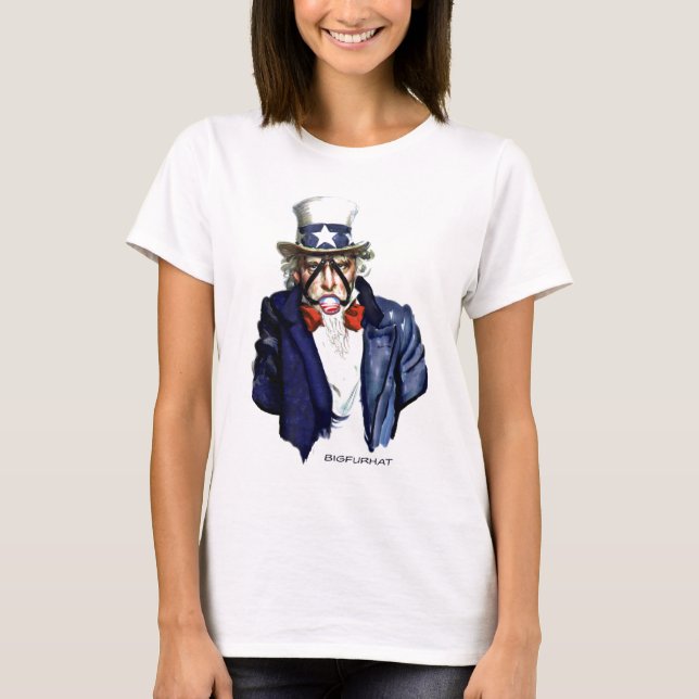 T-shirt Oncle Sam avec la boule de bâillon d'obama (Devant)