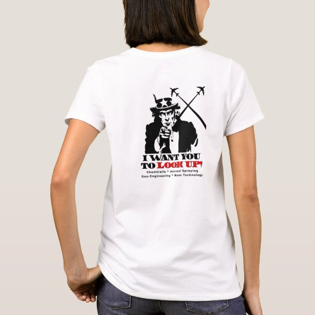 T-shirt Oncle Sam dit Arrêtez les chemtrails (Dos)