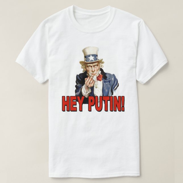 T-shirt Oncle Sam Doigt d'honneur Hé Putin (Design devant)