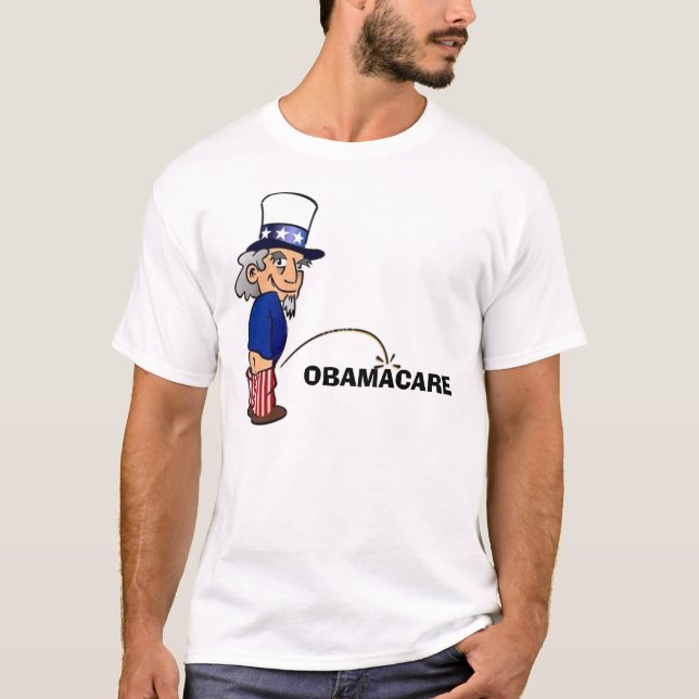 T-shirt Oncle Sam faisant pipi sur Obamacare (Devant)