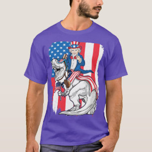 T-shirt Oncle Sam Riding Dinosaur 4 juillet T Rex Ameris