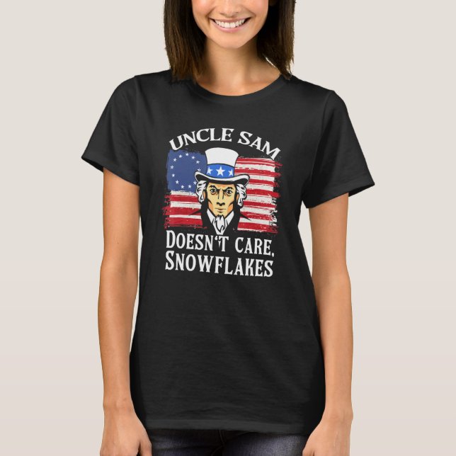 T-shirt Oncle Sam se fiche des flocons de neige drapeau am (Devant)