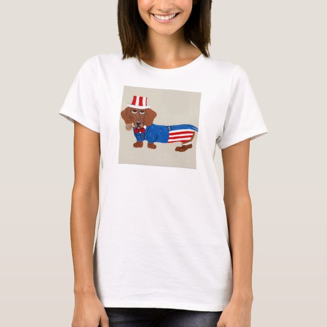 T-shirt Oncle Sam teckel (Devant)