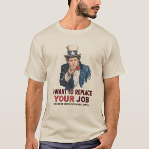 T-shirt Oncle Sam veut remplacer votre emploi par l'IA