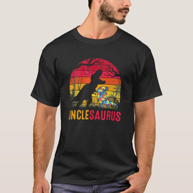T-shirt Oncle Saurus Rex Sensibilisation à l'autisme Drôle (Devant)