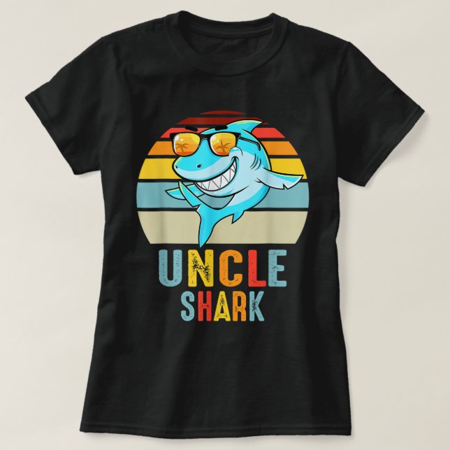T-shirt Oncle Shark Shirt Shark Family Joyeuse fête des mè (Design devant)