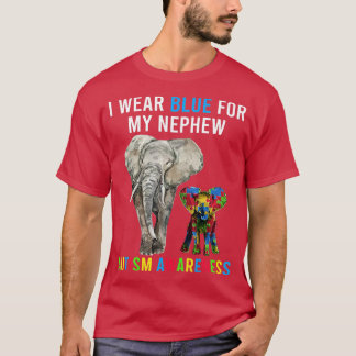 T-shirt Oncle Tante Autisme Elephant s, Je Porte Du Bleu P
