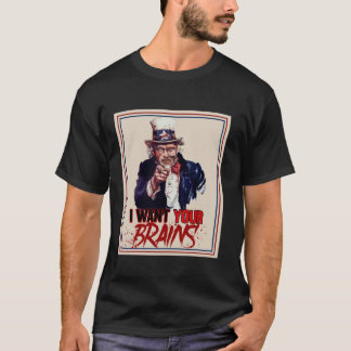 T-shirt Oncle Zombie Sam Je Veux Votre Cerveau Halloween