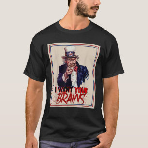 T-shirt Oncle Zombie Sam Je Veux Votre Cerveau Halloween