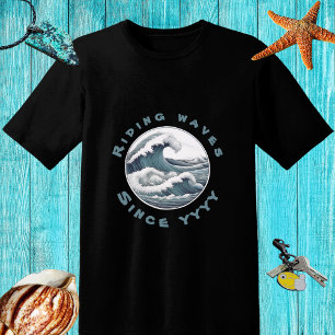 T-shirt Ondes à cheval depuis... couleur bleue design