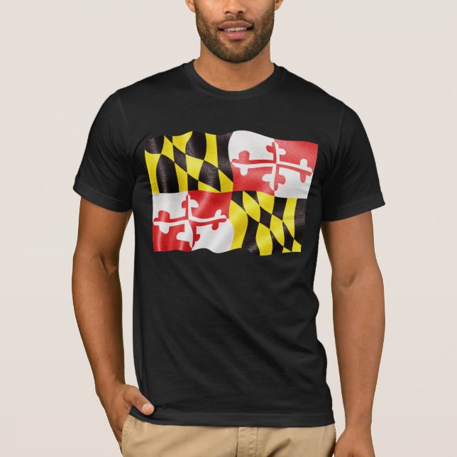 T-shirt Ondulation de drapeau d'état du Maryland (Devant)
