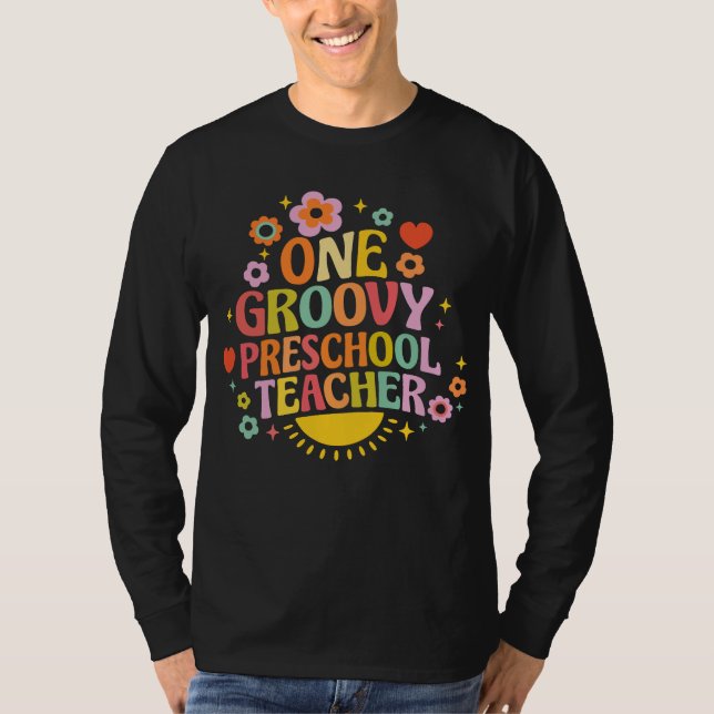 T-shirt One groovy preschool teacher (Devant)