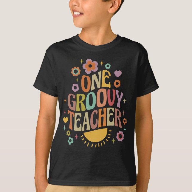 T-shirt One groovy teacher (Devant)