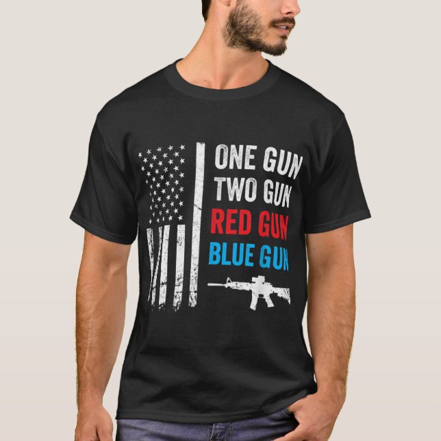 T-shirt One Gun Two Gun Red Gun Blue Gun (Devant)