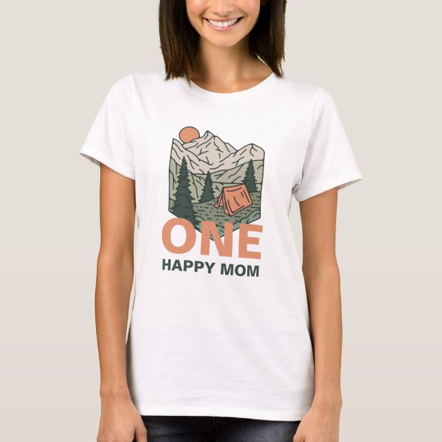 T-shirt One Happy Camper First Birthday Mom Shirt (Devant)