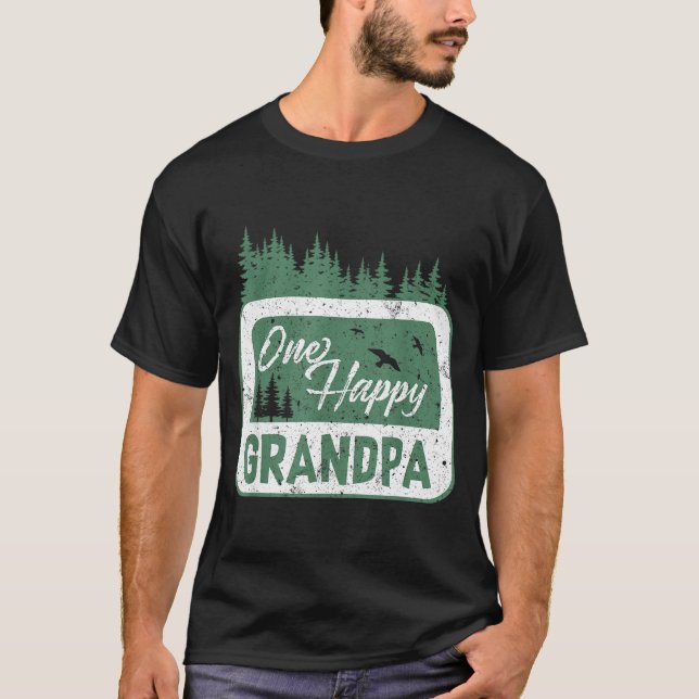 T-shirt One Happy Grandpa Camper 1st Birthday Camng Bear  (Devant)
