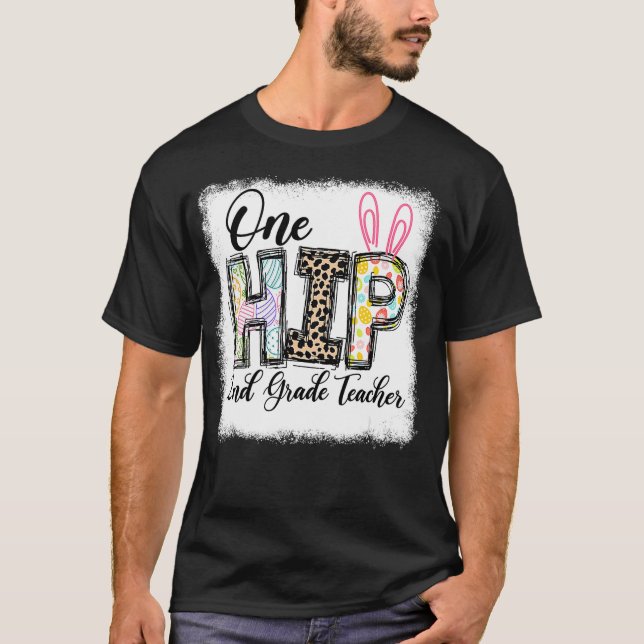 T-shirt One Hip 2nd Grade Teacher Leopard Teacher Easter D (Devant)