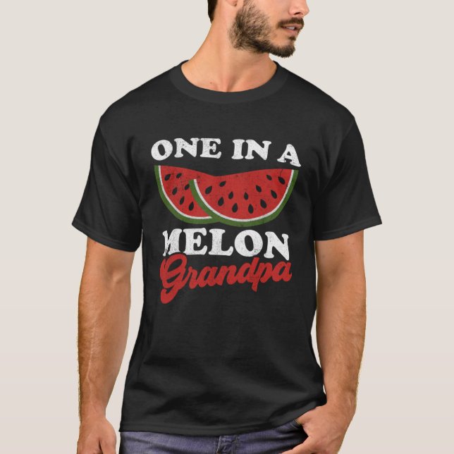T-shirt One In A Melon Grandpa  Watermelon  Summer Retro (Devant)