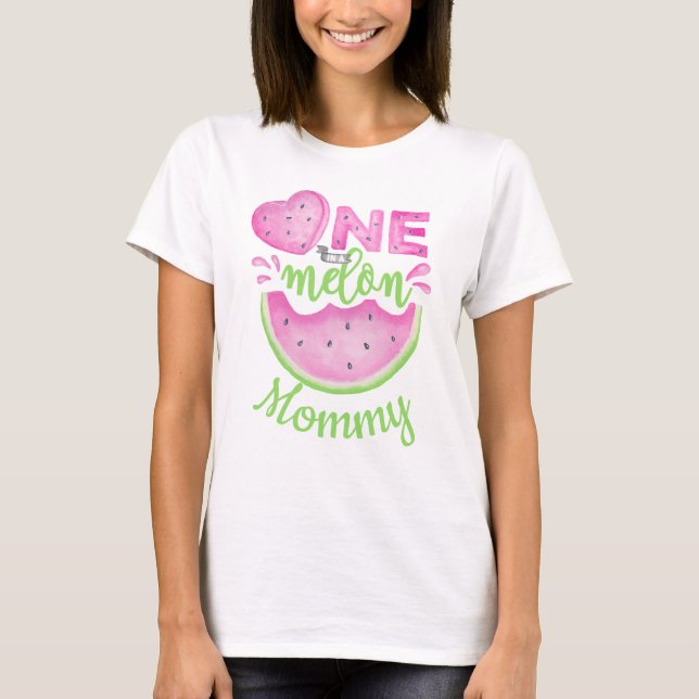 T-shirt One in a Melon Mommy Watermelon 1er anniversaire (Devant)