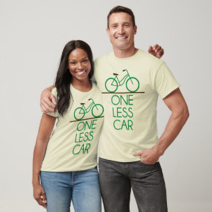 T-shirt One Less Car Earth Friendly Bicycle
