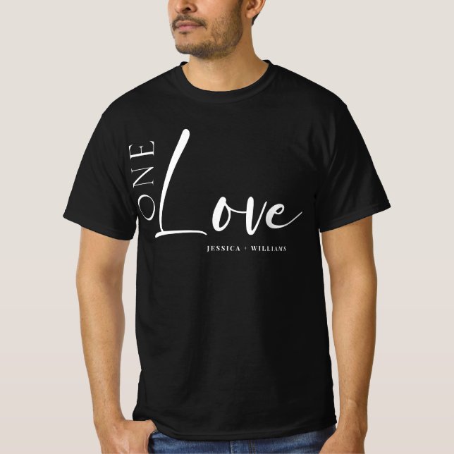 T-shirt One Love Couple personnalisé script blanc (Devant)