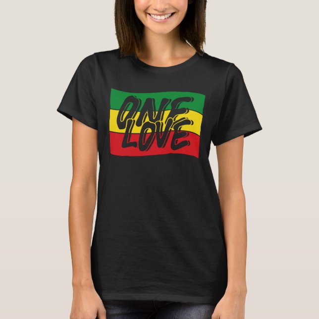 T-shirt One Love Drapeau Reggae Rasta (Devant)