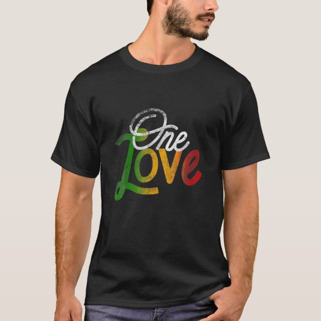 T-shirt One Love Heart Rasta Reggae Roots Vêtements T Peac (Devant)