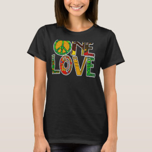 T-shirt One Love Jamaica Rasta Reggae Peace Black History