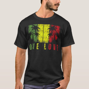 T-shirt One Love Palm Tree Reggae Music Rasta
