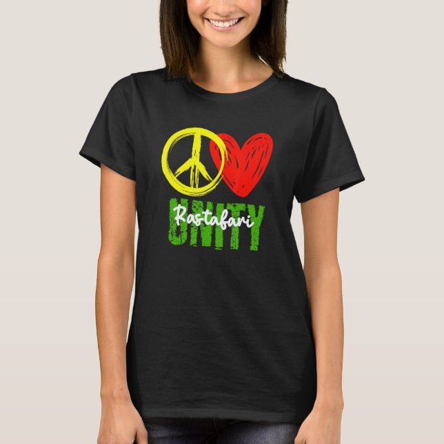 T-shirt One Love Peace Love Unity Reggae Roots Jamaïque Ra (Devant)