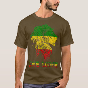 T-shirt One Love Rasta Reggae Lion De Juda Rastafari Racin
