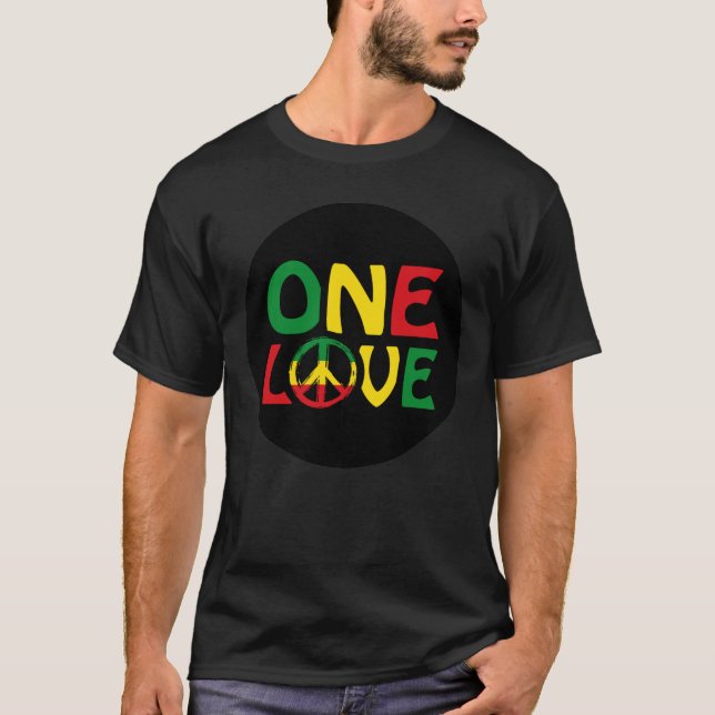 T-shirt One Love, Reggae design (Devant)