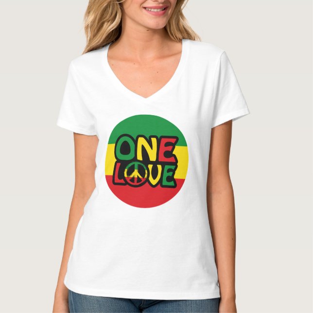 T-shirt One Love, Reggae design avec des couleurs reggae (Devant)