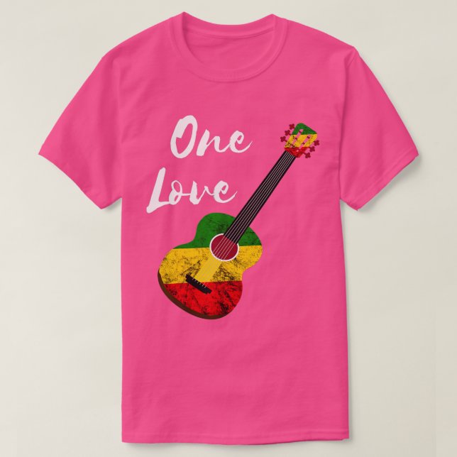 T-shirt One Love Reggae Guitare Rastafari Roots Rasta Regg (Design devant)