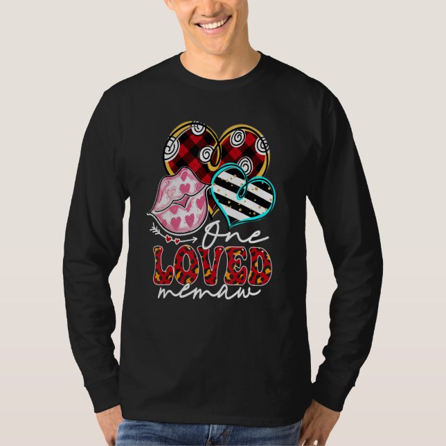 T-shirt One Loved Memaw Kissing Red Plaid Heart Valentine' (Devant)