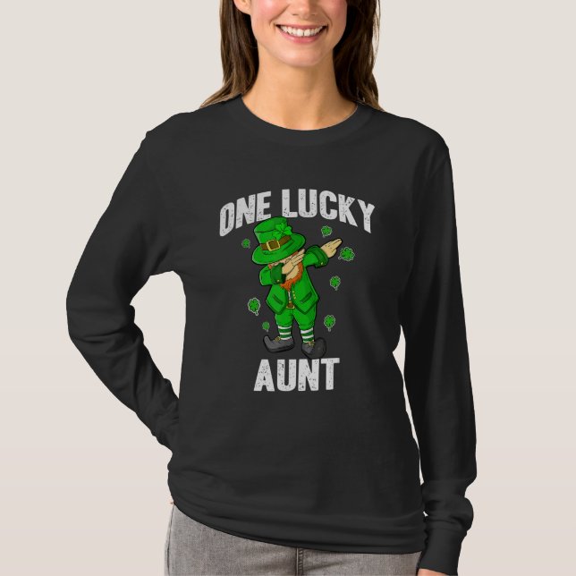 T-shirt One Lucky Aunt St Patricks Day Dabbing Leprechaun  (Devant)