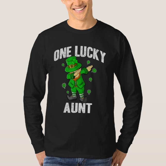 T-shirt One Lucky Aunt St Patricks Day Dabbing Leprechaun  (Devant)