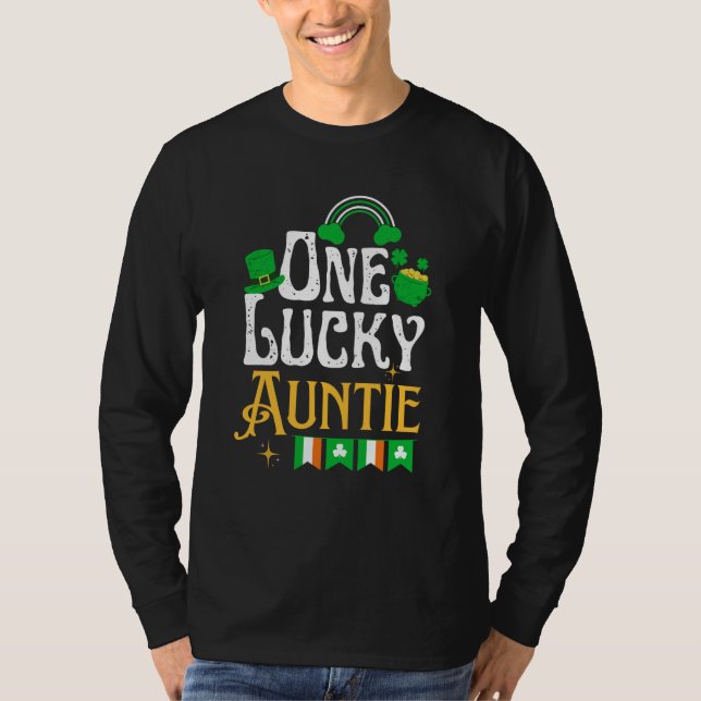 T-shirt One Lucky Auntie St Patricks Day Irish Shamrock (Devant)
