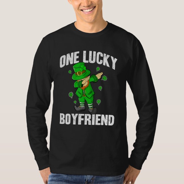 T-shirt One Lucky Boyfriend St Patricks Day Dabbing Leprec (Devant)