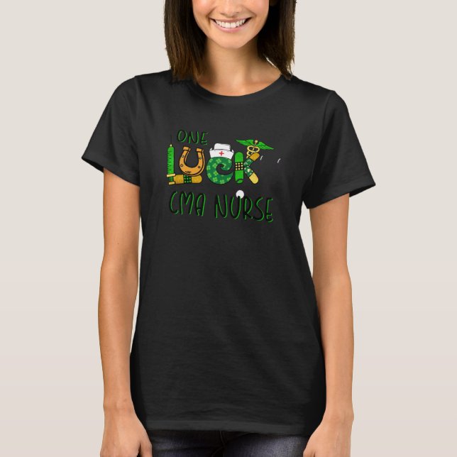 T-shirt One Lucky CMA Nurse Shamrock Stethoscope St Patric (Devant)
