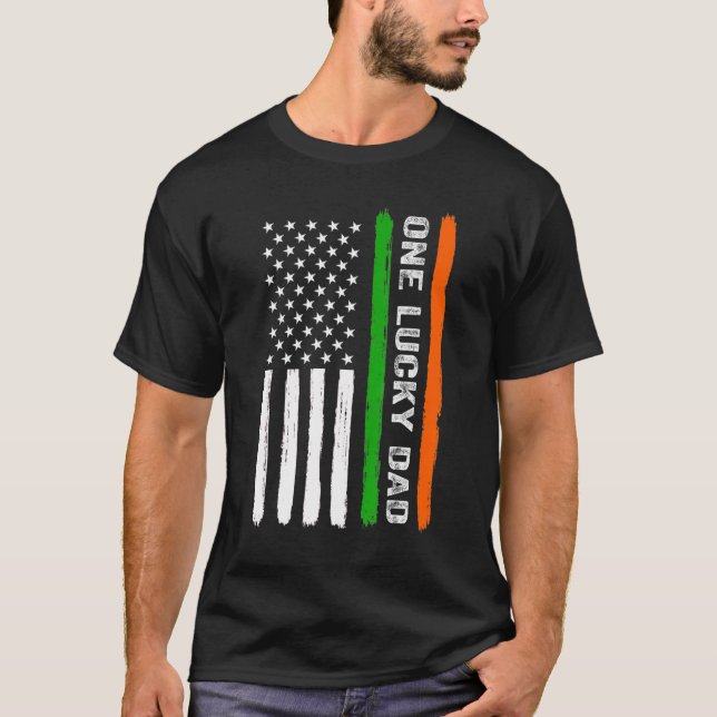 T-shirt One Lucky Dad Irish American Flag Ireland St Patri (Devant)