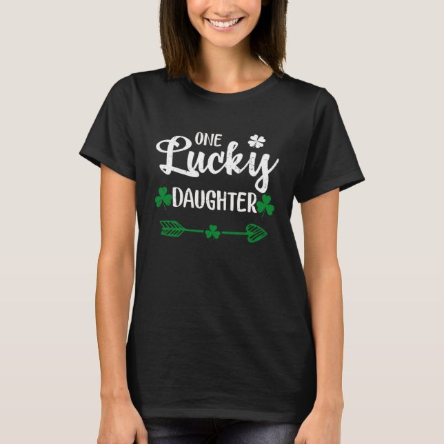 T-shirt One Lucky Daughter Leprechaun Shamrock St Patricks (Devant)